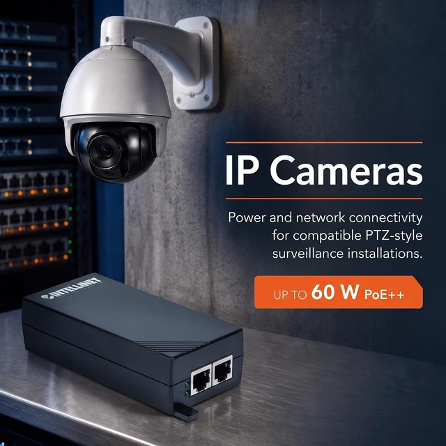 Alt view image 5 of 7 - Intellinet 2.5G PoE++ Injector: Ultra-Fast Data & 60W Power for Cameras & Devices via Ethernet, Ideal for High-Bandwidth Networks & Wi-Fi 6/7 Access Points - Wall Mount Option - 562256