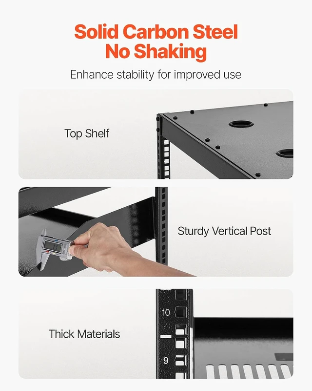 Alt view image 3 of 7 - VEVOR 10U Open Frame Network Rack Server Rack, Wall Mounted or Floor Stand