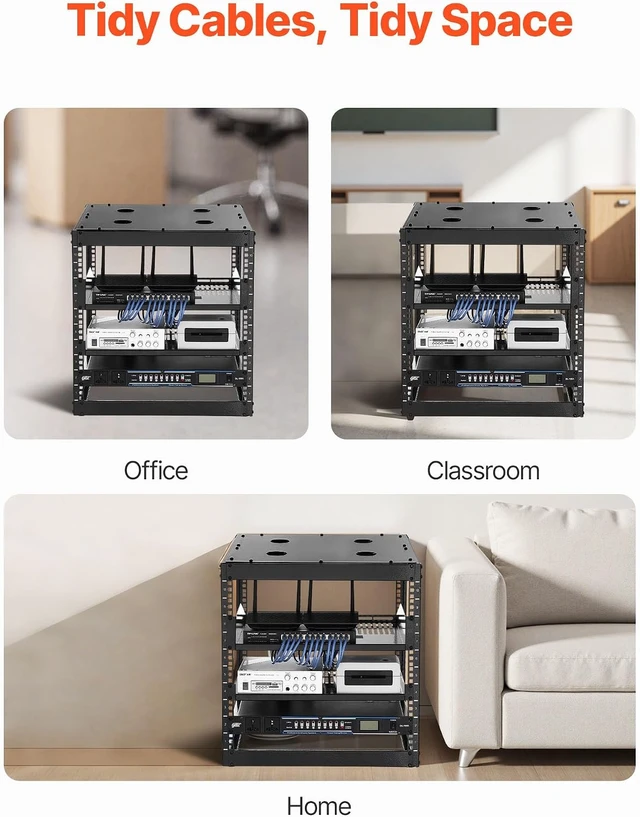 Alt view image 6 of 7 - VEVOR 10U Open Frame Network Rack Server Rack, Wall Mounted or Floor Stand