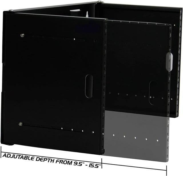 Alt view image 4 of 4 - 6U Patch Panel Bracket Wall Mount Rack for 19 Networking Equipment, Expandable Depth 9.5 to 15.5, Rack Mount, 60lbs Capacity, Perfect for Servers, Sounds and Security Equipment Too!