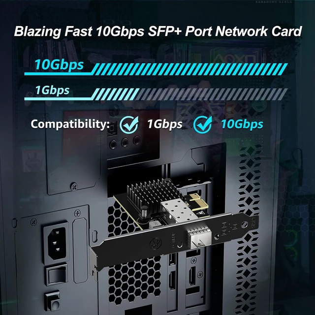 Alt view image 2 of 7 - 10G PCIe SFP Network Card, YuanLey 10Gb Ethernet Card with Realtek RTL8127AT Conrtoller, PCIe 10Gb SFP Port Ethernet Adapter NIC Compatible with PCI Express X1,X4,X8,X16, Support WOL