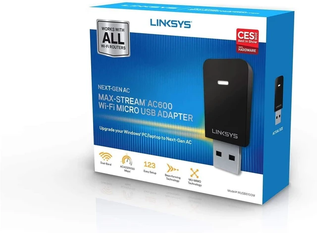 Alt view image 2 of 4 - Linksys USB Wireless Network Adapter, Dual-Band wireless Adapter for PC, 600Mbps (AC600) Speed - WUSB6100M