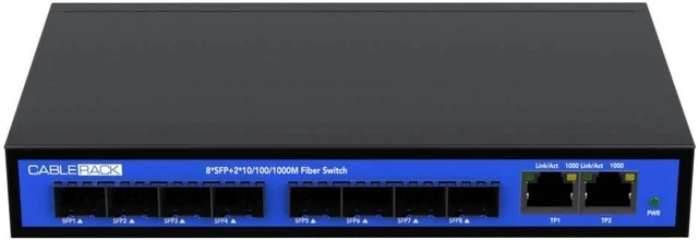 Alt view image 2 of 4 - CableRack 8 Port SFP Unmanaged Ethernet Optical Switch with 4 Singlemode and 4 Multimode SFP Transceivers