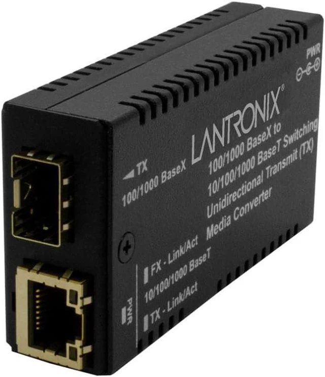 Main image of Lantronix Media Converter - SFP - Data Transfer Rate: 1000 Mbps - Data Link Protocol: Fast Ethernet Jumbo Frame (up to 10,240 Bytes), USB Power Option, Requires the use of a U...
