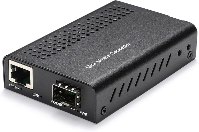 Alt view image 2 of 5 - Mini Unmanaged 1x 10/100/1000Base-T RJ45 to 1x 1000Base-X SFP Slot Gigabit Ethernet to Fiber Media Converter, AC 100V~240V or DC 5~12V Optional