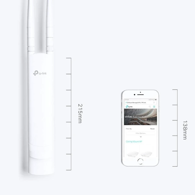 Alt view image 3 of 5 - TP-Link EAP110 Outdoor Access Point Outdoor Wi-Fi N300 MBps, 1 10/100 MBps LAN, White