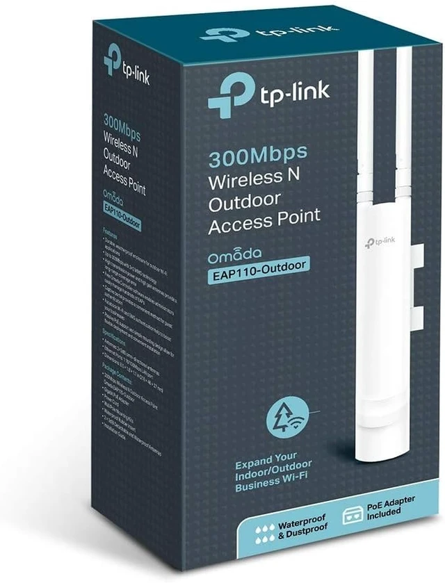 Alt view image 5 of 5 - TP-Link EAP110 Outdoor Access Point Outdoor Wi-Fi N300 MBps, 1 10/100 MBps LAN, White