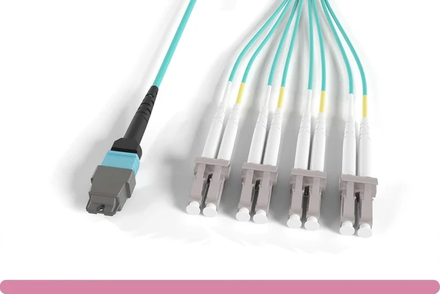 Alt view image 2 of 4 - RiteAV 8X LC to MTP/MPO OM3 Fiber Optic Cable, MPO-8LC-OM3, Multimode for QSFP+ Transceiver, Data Centers Use (3 Meter)