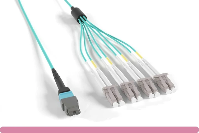 Alt view image 3 of 4 - RiteAV 8X LC to MTP/MPO OM3 Fiber Optic Cable, MPO-8LC-OM3, Multimode for QSFP+ Transceiver, Data Centers Use (3 Meter)
