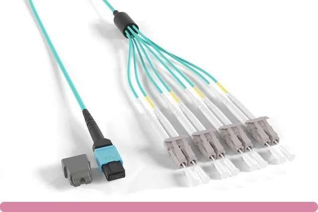 Alt view image 4 of 4 - RiteAV 8X LC to MTP/MPO OM3 Fiber Optic Cable, MPO-8LC-OM3, Multimode for QSFP+ Transceiver, Data Centers Use (3 Meter)