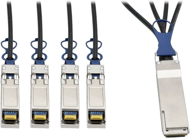 Main image of TRIPP LITE 40GbE QSFP+ to 10GbE SFP+ Passive Copper Breakout Cable 3M, 10' (N281-03M-BK)