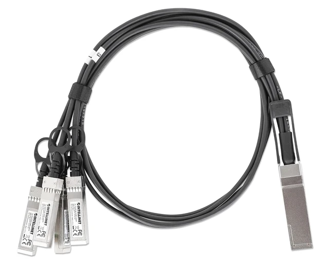 Alt view image 5 of 5 - Intellinet 40G QSFP+ to 4 x 10G SFP+ Passive DAC Breakout Cable, 7 ft