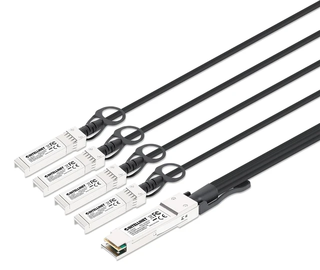 Alt view image 2 of 5 - Intellinet 40G QSFP+ to 4 x 10G SFP+ Passive DAC Breakout Cable, 7 ft