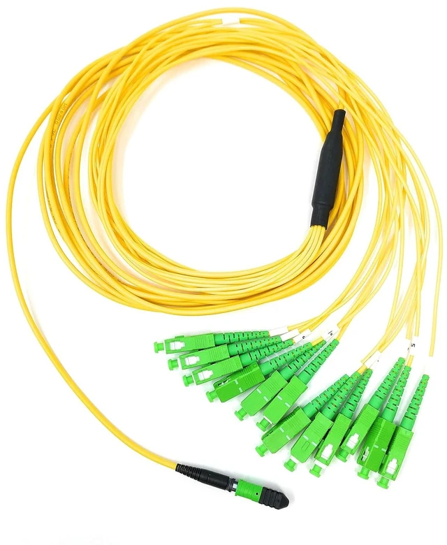 Main image of Ultra Spec Cables Singlemode MPO Female APC to 12 x SC-APC Simplex Breakout Cable, 2 Meter