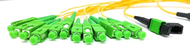 Alt view image 3 of 7 - Ultra Spec Cables Singlemode MPO Female APC to 12 x SC-APC Simplex Breakout Cable, 2 Meter