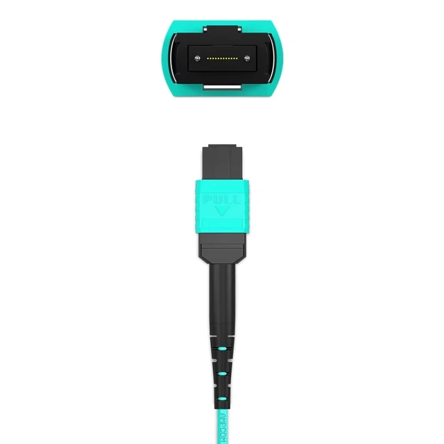 Alt view image 5 of 7 - AMPCOM MPO to LC Breakout Cable 50/125m MultiMode OM3-300(24 Fiber,MPO to LC, Type B, LSZH/Riser, UPC, Aqua) 1m (3ft)