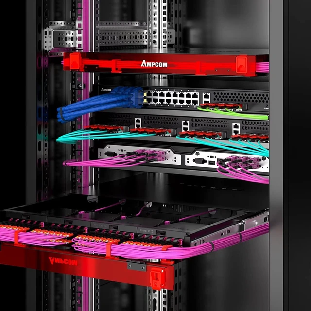 Alt view image 6 of 7 - AMPCOM MPO to LC Breakout Cable 50/125m MultiMode OM3-300(24 Fiber,MPO to LC, Type B, LSZH/Riser, UPC, Aqua) 1m (3ft)