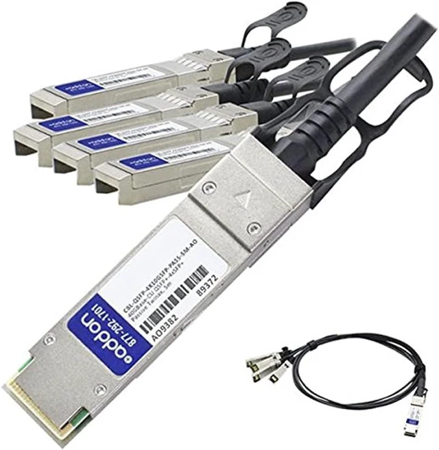 Main image of AddOn Fiber Optic Network Cable 5M QSFP/4XSFP+ DAC F/DELL CBL-QSFP-4X10GSFP-PASS-5M-AO