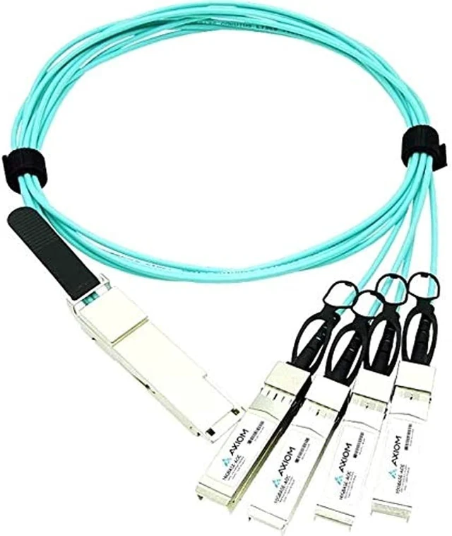 Main image of Axiom Memory - QSFP-4X10G-AOC7M-AX 40GBase-AOC Direct Attach Cable - QSFP (M) to SFP+ (M) - 7 m - Fiber Optic - Active - for Cisco Nexus 31XX, 93XX, 93XXX, X97160, X9736, ONE Nexus 31108,