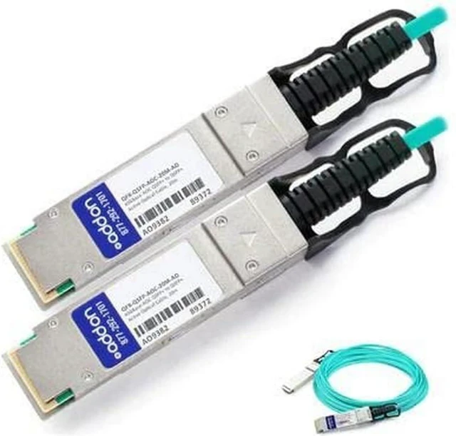 Main image of AddOn - 40GBase-AOC Direct Attach Cable - QSFP+ to QSFP+ - 20 m - Fiber Optic - Active - TAA Compliant (QFX-QSFP-AOC-20M-AO)