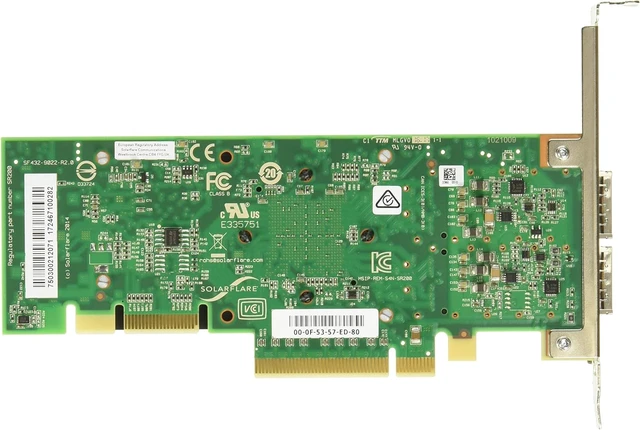 Alt view image 2 of 3 - Inc Flareon Ultra Dual-Port 40GbE QSFP+ PCIe 3.0 Server I/O Adapter SFN7142Q