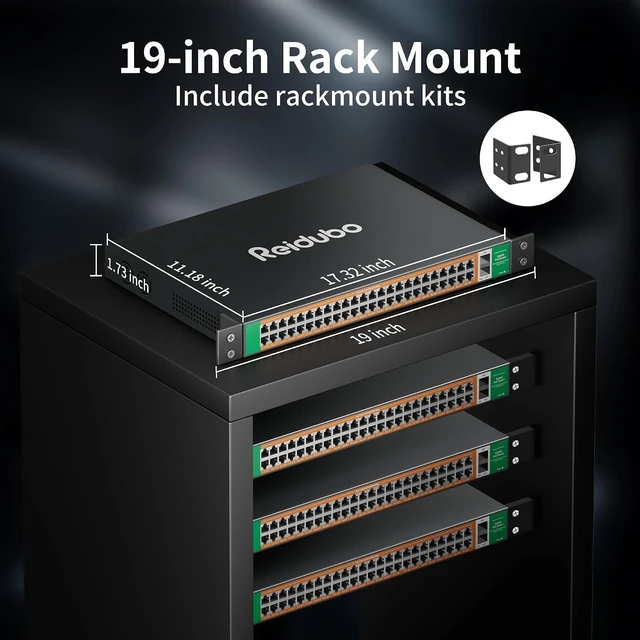 Alt view image 3 of 7 - Gigabit PoE Switch Unmanaged 48 Port with 2*1000Mbps SFP Uplink, Total 900W High Power PoE+ Network Switches, 802.3af/at, AI Watchdog Ethernet Switch
