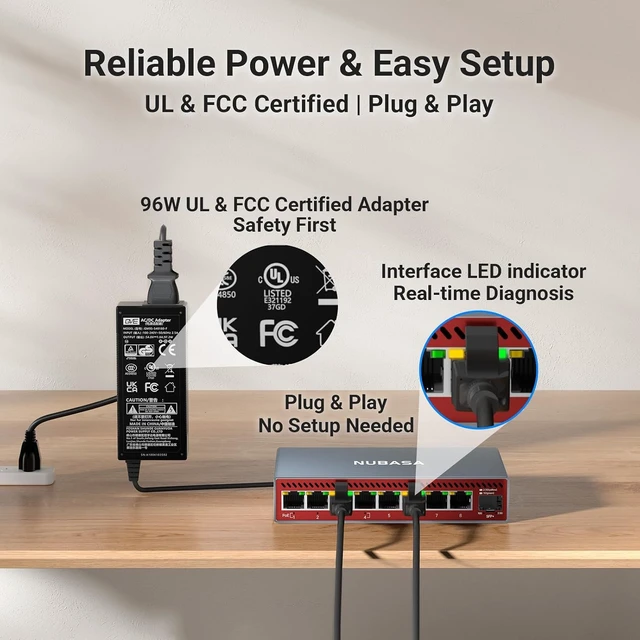 Alt view image 7 of 7 - 2.5Gb PoE++ Switch, 4X 60W 802.3bt PoE Ports@96W, 4X 2.5G Data Ports