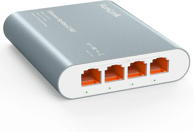 Main image of 2.5G Ethernet Splitter Switch, 1 to 4 Port Network Expander RJ45