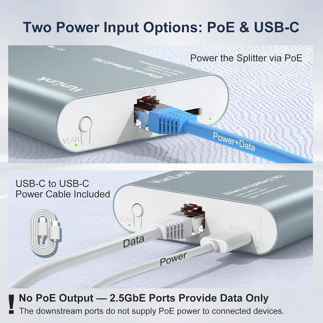 Alt view image 4 of 7 - 2.5G Ethernet Splitter Switch, 1 to 4 Port Network Expander RJ45