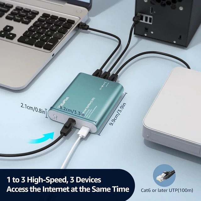 Alt view image 5 of 7 - 1 to 3 2.5G Ethernet Splitter, 4X2.5G High Speed Splitter with PoE Input