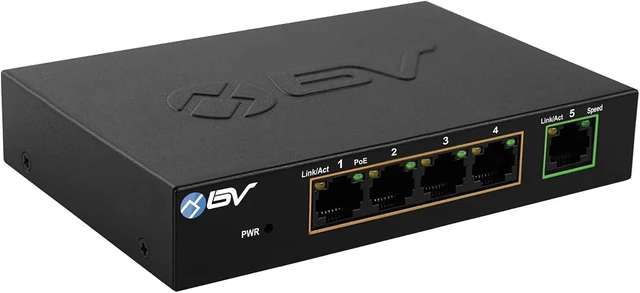 Main image of BV-Tech 5 Port Gigabit PoE+ Switch (4 PoE+, 1 Uplink, 1000mbps 55W)