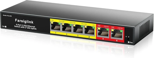 Main image of 10Gb Ethernet Switch Unmanaged with 2 x 10Gb RJ45 + 4 x 2.5Gb Base-T Ports