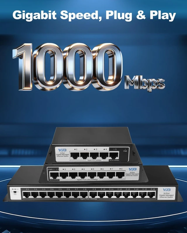 Alt view image 4 of 7 - VJB 16 Port Gigabit Ethernet Easy Smart Managed Switch