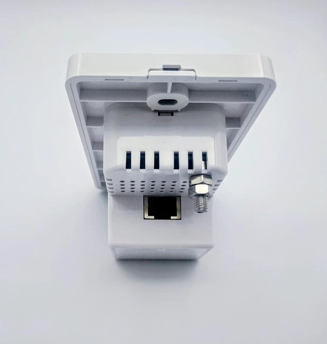 Alt view image 6 of 6 - Active PoE-Jack 4 Port in-Wall Gigabit PoE Ethernet Extender Switch Plate, IEEE 802.3bt Uplink, Passes VLAN, Extends Ethernet, Cameras, POS, WiFi AP, VoIP & More.1 Rear Port & 4 Ports Out the Front.