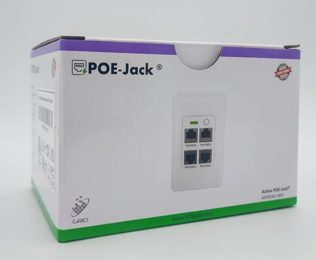 Alt view image 4 of 6 - Active PoE-Jack 4 Port in-Wall Gigabit PoE Ethernet Extender Switch Plate, IEEE 802.3bt Uplink, Passes VLAN, Extends Ethernet, Cameras, POS, WiFi AP, VoIP & More.1 Rear Port & 4 Ports Out the Front.