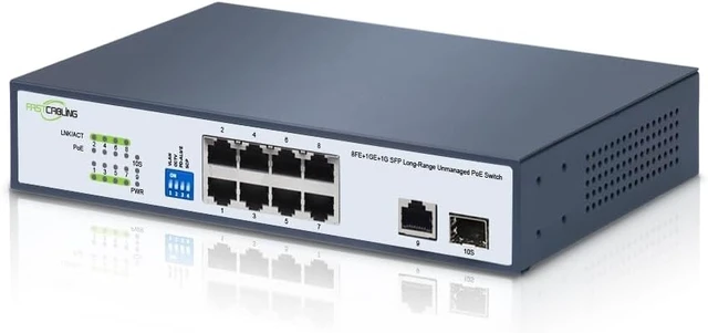 Alt view image 2 of 5 - 1500ft 8 Port Long Range PoE+ Switch, PoE Extension with Continuous Run of cat5e/cat6, Fast Ethernet 10/100Mbps, 30W IEEE802.3at/af