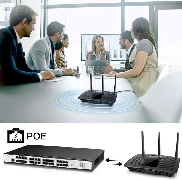 Alt view image 7 of 7 - 24-Port PoE Switch - Smart Managed Gigabit Switch, Up to 400W Power Supply, 4 Combo Ports, Web Management, SFP, VLAN, QoS and SNMP, Desktop/Rackmount