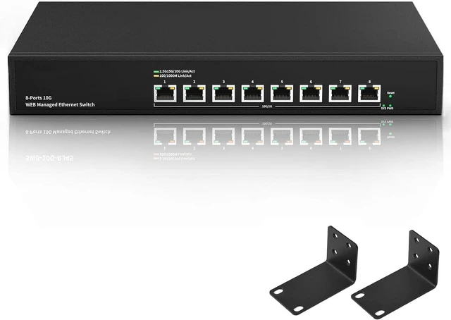 Main image of Original 8 Port 10Gb RJ45 Web Managed Ethernet Network Switch w/8x10 Gigabit Base-T Port