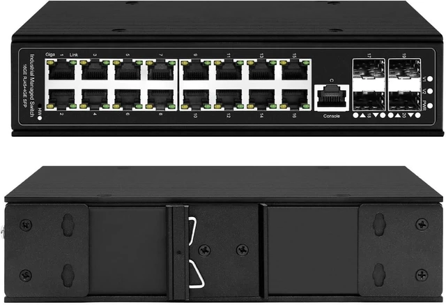 Alt view image 2 of 6 - L3 Managed 16 Ports Industrial Switch with 4*10G SFP+ uplink 802.3at/bt(Non POE)