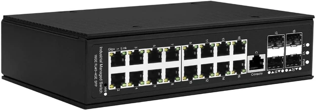 Alt view image 6 of 6 - L3 Managed 16 Ports Industrial Switch with 4*10G SFP+ uplink 802.3at/bt(Non POE)