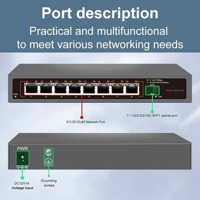 Alt view image 3 of 6 - 2.5G Network Switch 4/8 Port Ethernet Switch