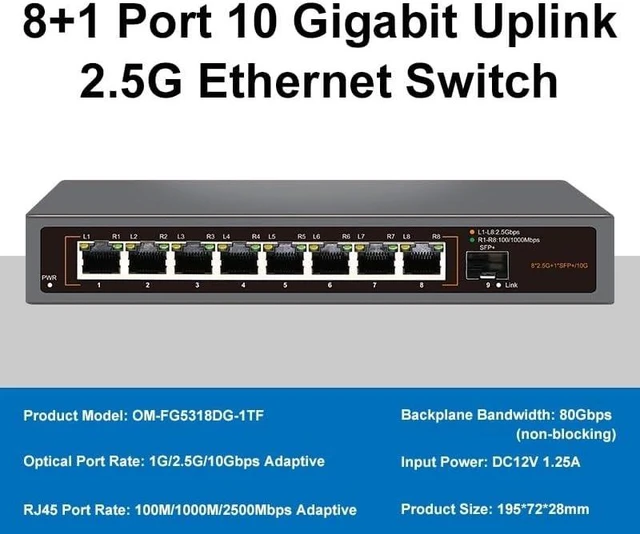 Alt view image 2 of 6 - 2.5G Network Switch 4/8 Port Ethernet Switch