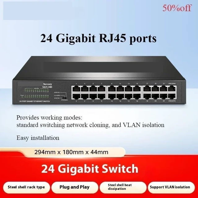 Main image of 24-Port Gigabit PoE Switch , Internet Switch Managed Switch SG124D