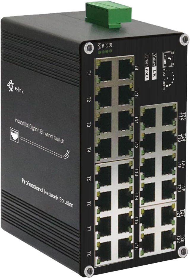 Main image of Industrial 28-Port Gigabit Ethernet Switch IEEE 802.3af/at 30W 12~57V DC