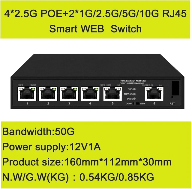 Alt view image 2 of 7 - 4 Ports 2.5Gps Web Managed Switch