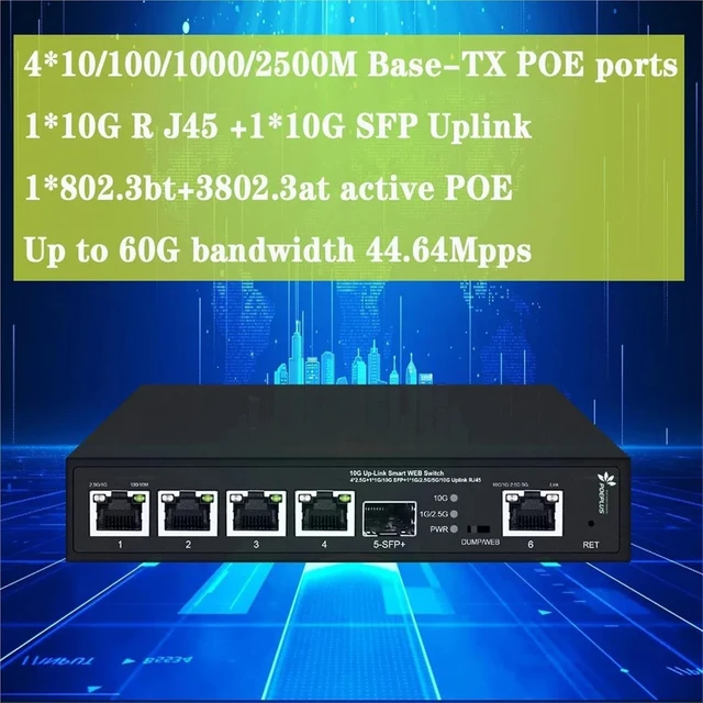 Alt view image 7 of 7 - 4 Ports 2.5Gps Web Managed Switch