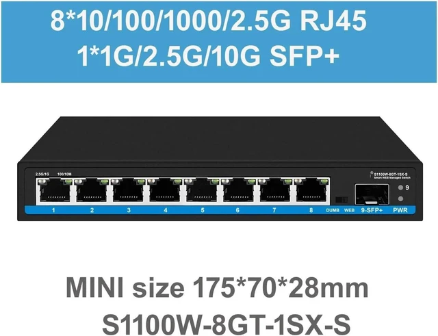 Alt view image 2 of 6 - 4/5/8 Ports 2.5G Network Switch Web Managed Size(Non POE 8GT-1SX)