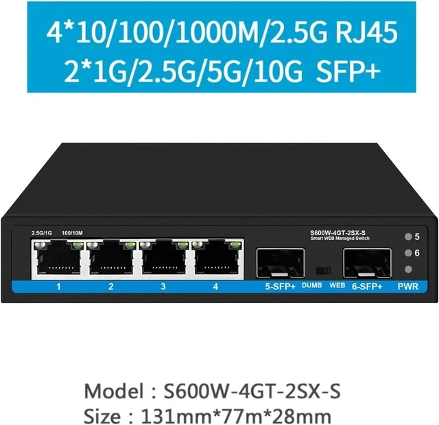 Alt view image 3 of 6 - 4/5/8 Ports 2.5G Network Switch Web Managed Size(Non POE 8GT-1SX)