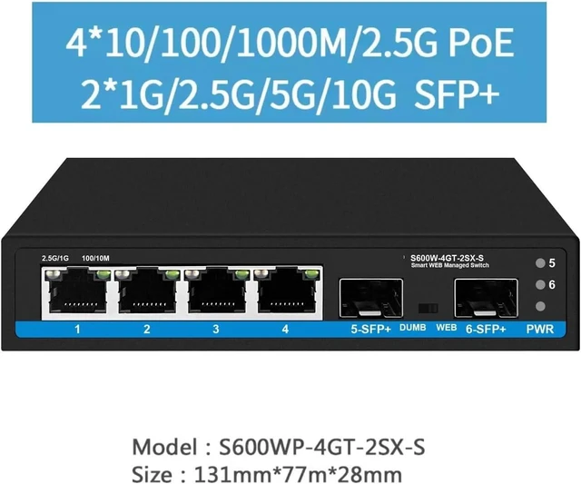 Alt view image 4 of 6 - 4/5/8 Ports 2.5G Network Switch Web Managed Size(Non POE 8GT-1SX)