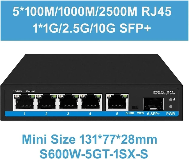 Alt view image 5 of 6 - 4/5/8 Ports 2.5G Network Switch Web Managed Size(Non POE 8GT-1SX)